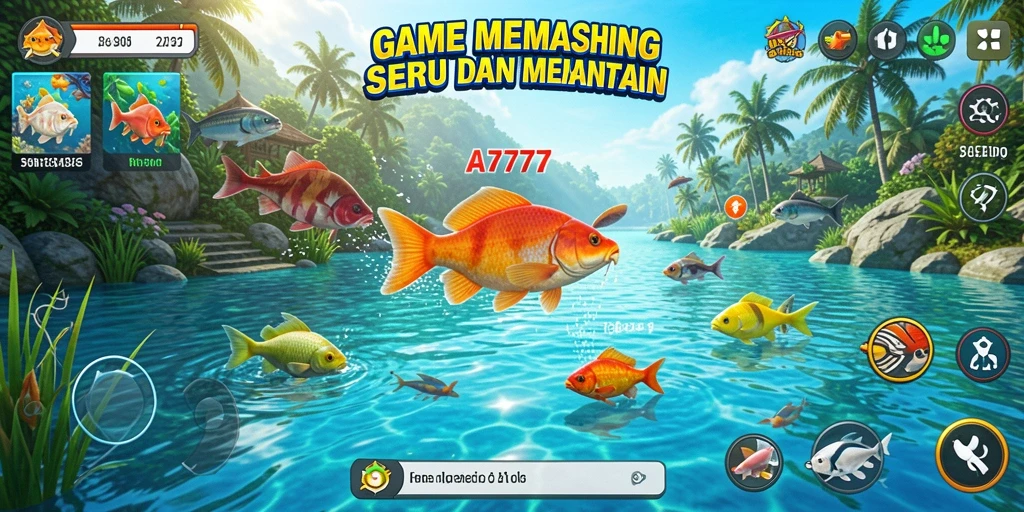Screenshot A7777 menampilkan momen seru saat menangkap ikan besar.