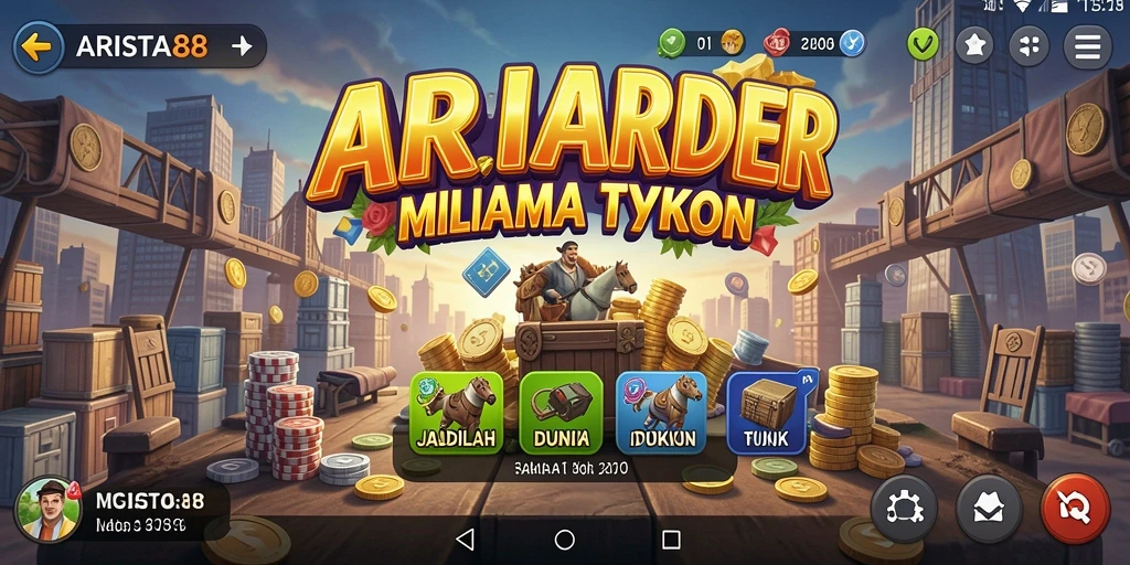 Tampilan gameplay ARISTA88 yang menarik dan penuh strategi Tycoon.