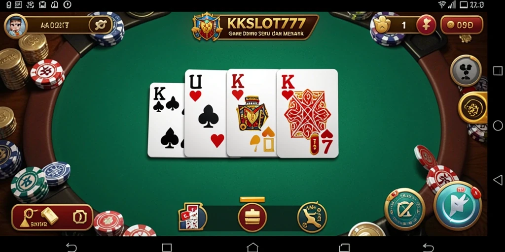 Tangkapan layar permainan KKSLOT777 yang menunjukkan suasana bermain Domino yang ceria.