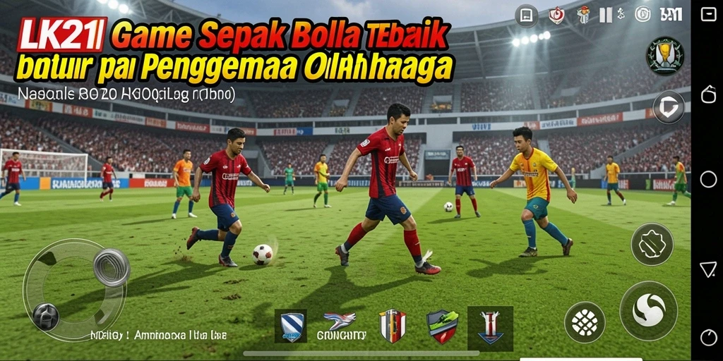 Screenshot gameplay LK21 menampilkan aksi sepak bola yang dinamis.