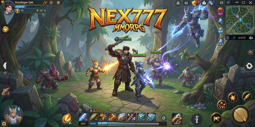 Screenshot gameplay NEX777 dengan aksi pertempuran yang epik.