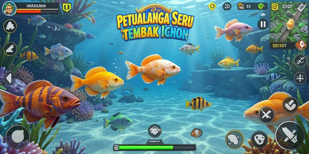 Gameplay seru SD107 yang menampilkan aksi tembak ikan.