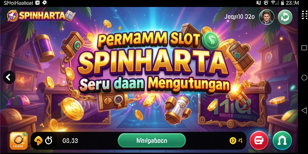 Tampilan gameplay SPINHARTA yang menarik dan penuh warna.