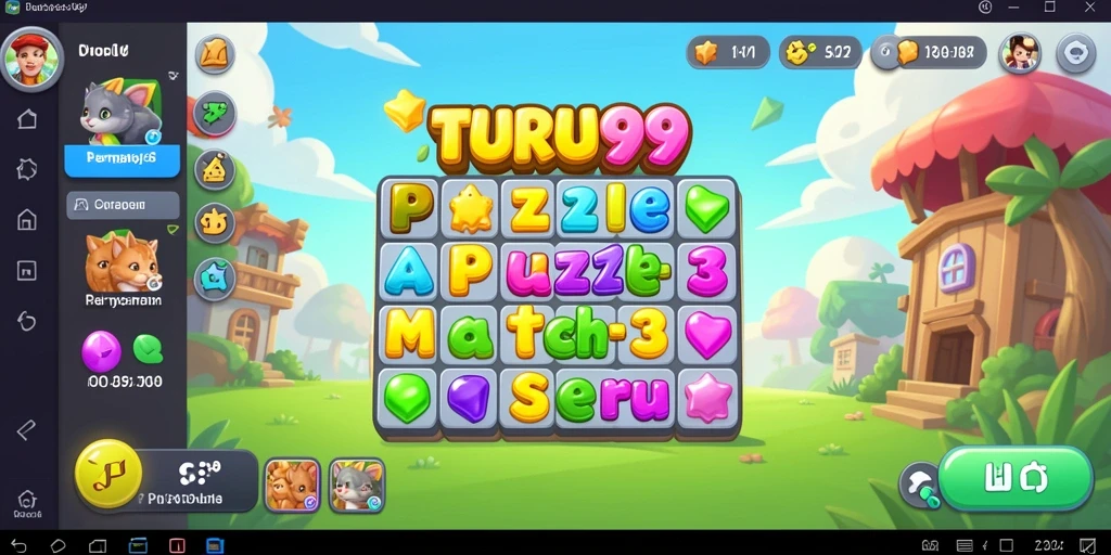 Tampilan menarik dari gameplay match-3 TURU99 yang seru.