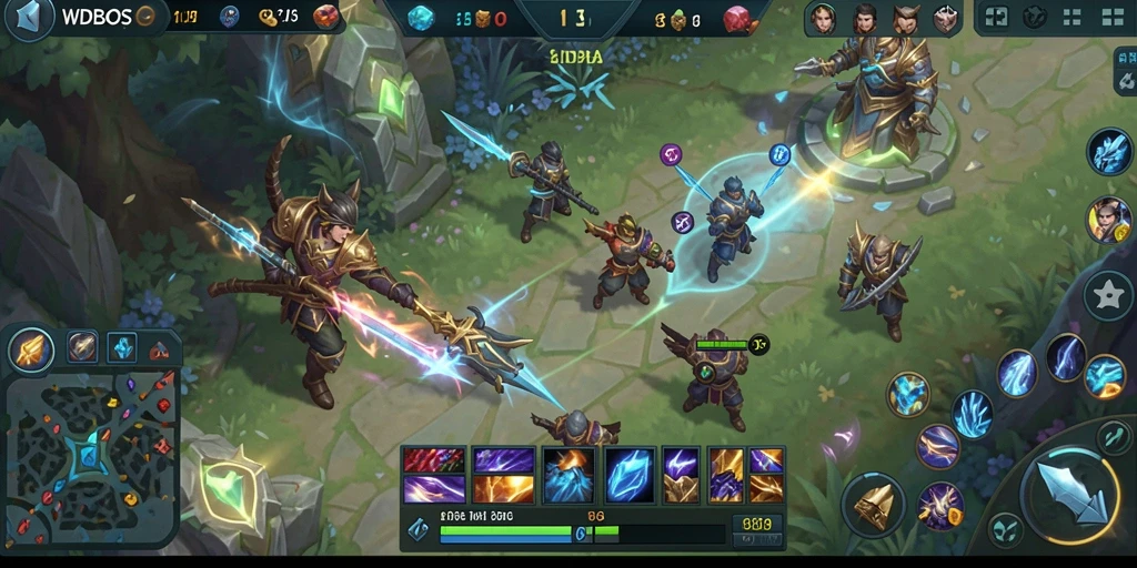 Screenshot gameplay WDBOS menunjukkan aksi seru di medan perang MOBA.
